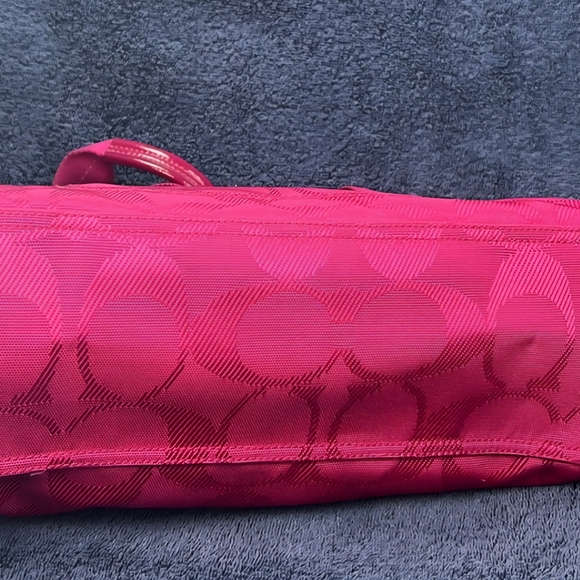 COACH EUC Hot Pink Canvas /Patent Leather Satchel - Picture 3 of 7